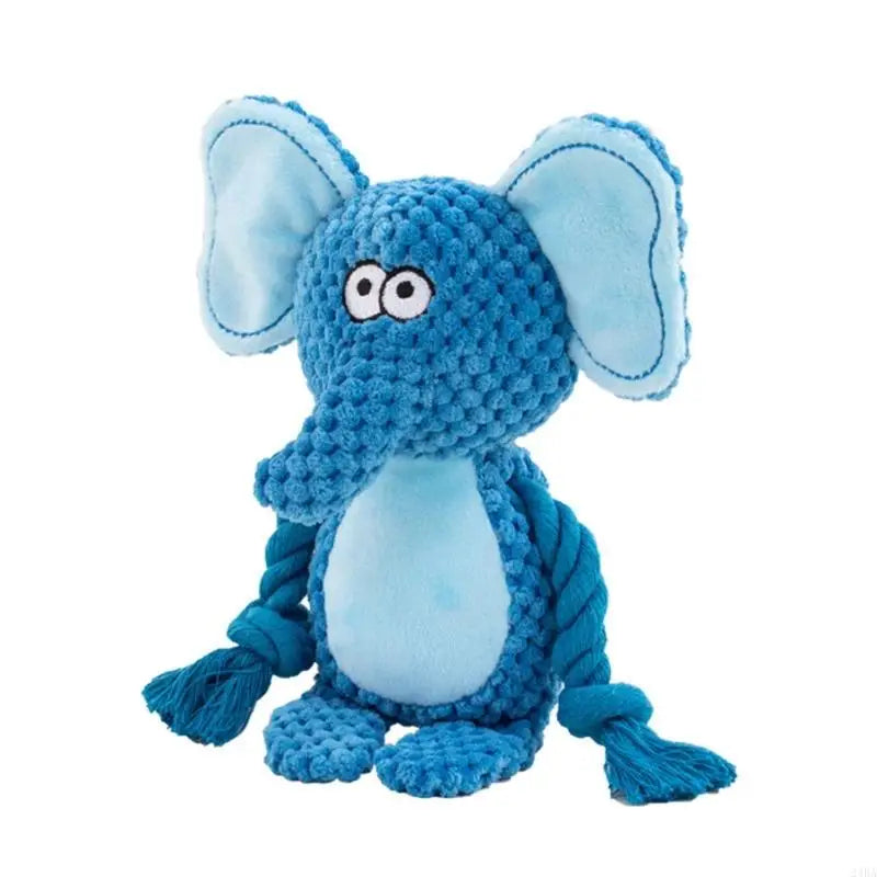 Plush Dog Toy with Cotton Rope - Squeaker & Dental Care