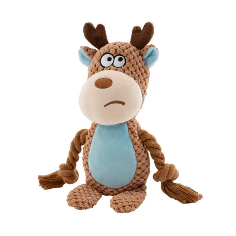 Plush Dog Toy with Cotton Rope - Squeaker & Dental Care