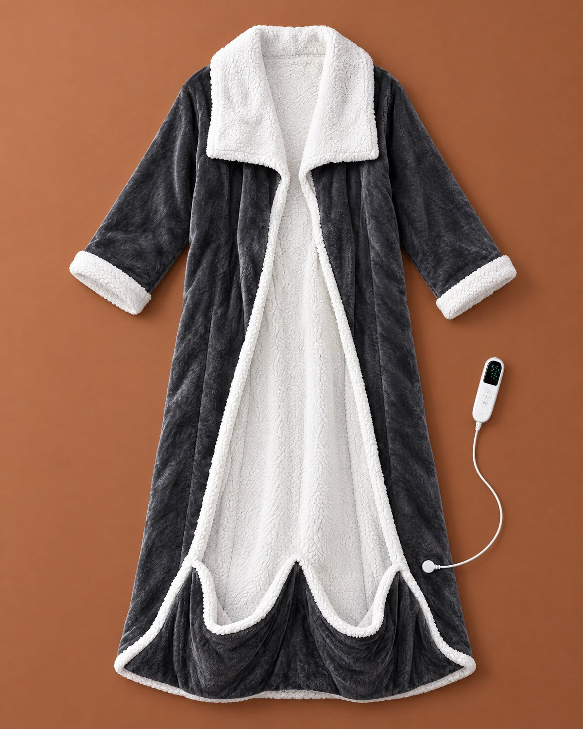 Portable Heated Blanket Robe with Sleeves and Foot Pocket