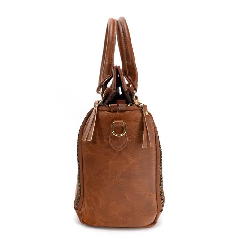 Vintage PU Leather Handbag with Multi Pocket Organizer Insert