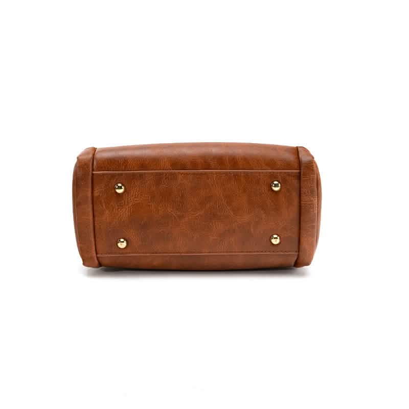 Vintage PU Leather Handbag with Multi Pocket Organizer Insert