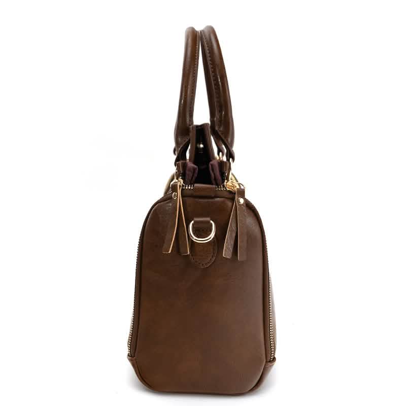 Vintage PU Leather Handbag with Multi Pocket Organizer Insert