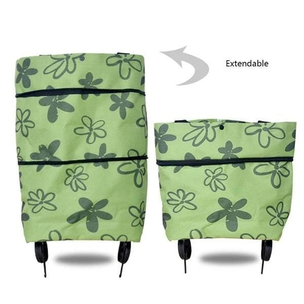 2-in-1 Shopping Bag Foldable Trolley Bag