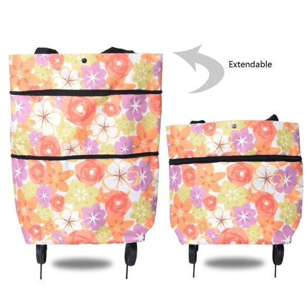 2-in-1 Shopping Bag Foldable Trolley Bag