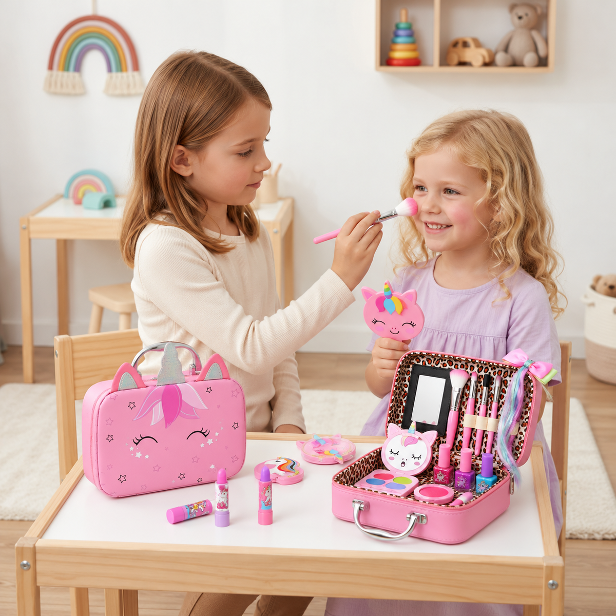 Kids' Eco-Friendly & Easy-to-Wash Princess Makeup Kit with Cosmetic Bag