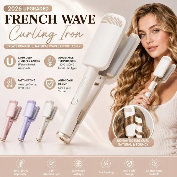 32MM Wavy Hair Curler – Big Bouncy Curls, 4 Adjustable Heat Settings & Negative Ion Care – Salon-Quality Styling at Home