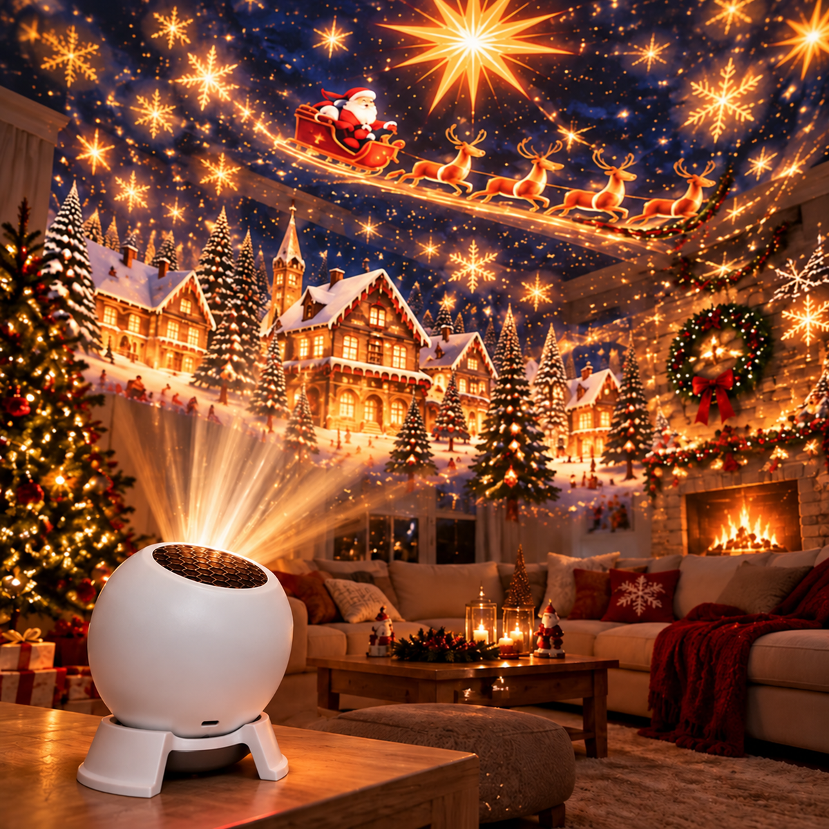 Christmas Projector Night Light - 360Β° Adjustable HD Holiday Pattern Ceiling Light Indoor Xmas Decoration Lamp for Kids Bedroom, Party & Holiday Gift