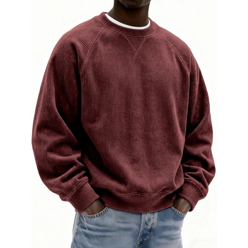 Textured Corduroy Crewneck Sweatshirt