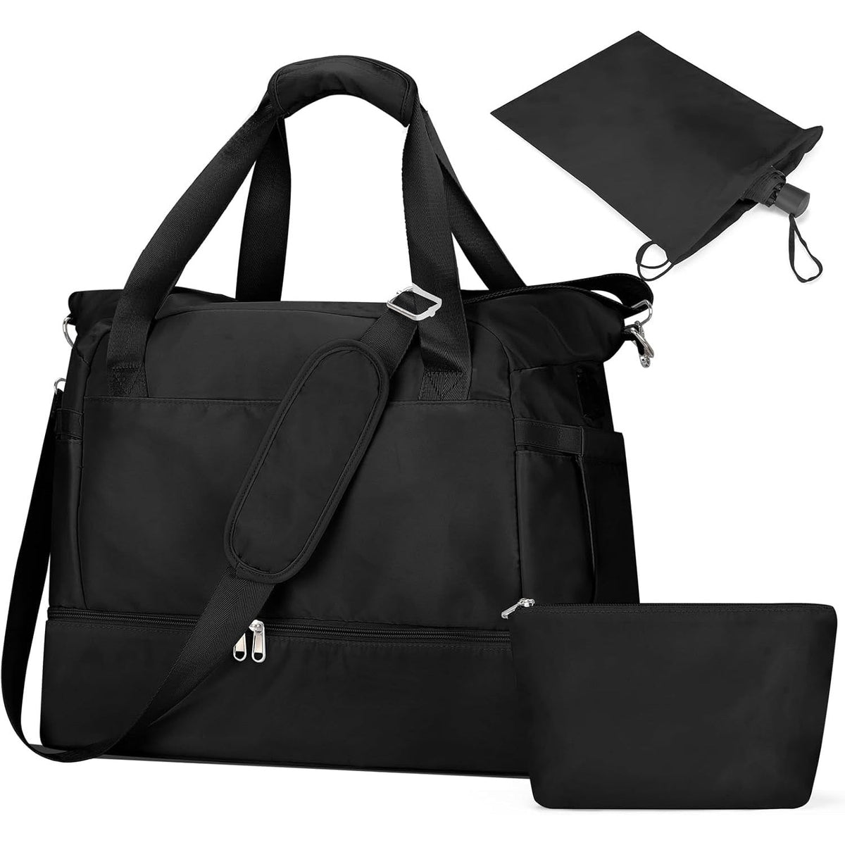 32L Gym and Weekender Duffel Bag Set with Shoe Compartment, 3 Piece