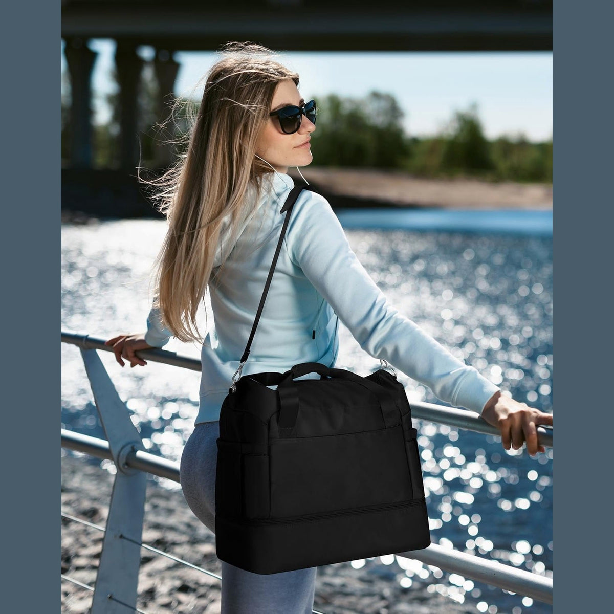 32L Gym and Weekender Duffel Bag Set with Shoe Compartment, 3 Piece