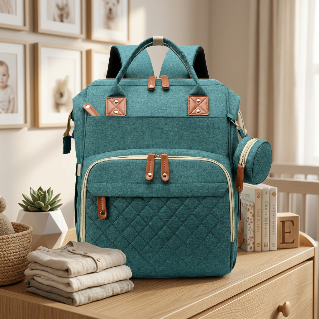3-in-1 Travel Diaper Backpack with Foldable Baby Bed