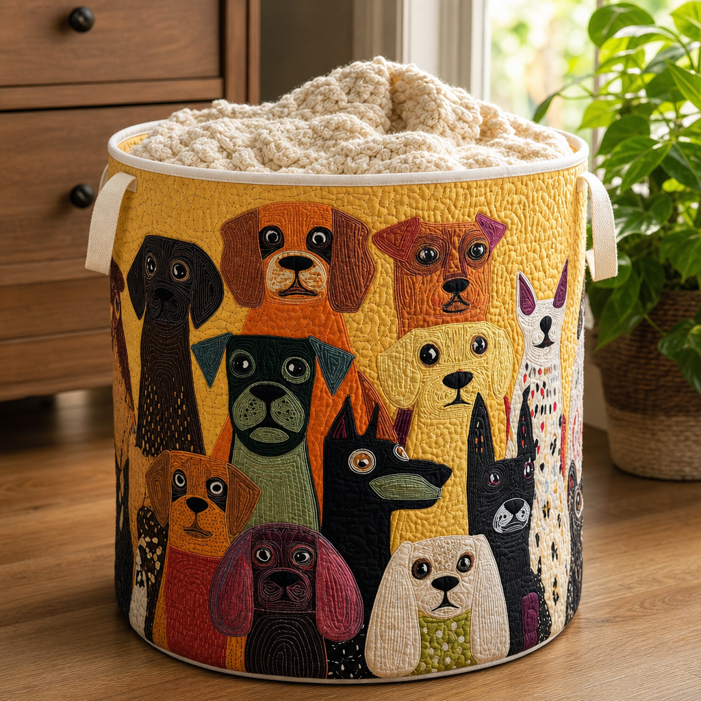 Quilted Animal-Print Foldable Storage Basket
