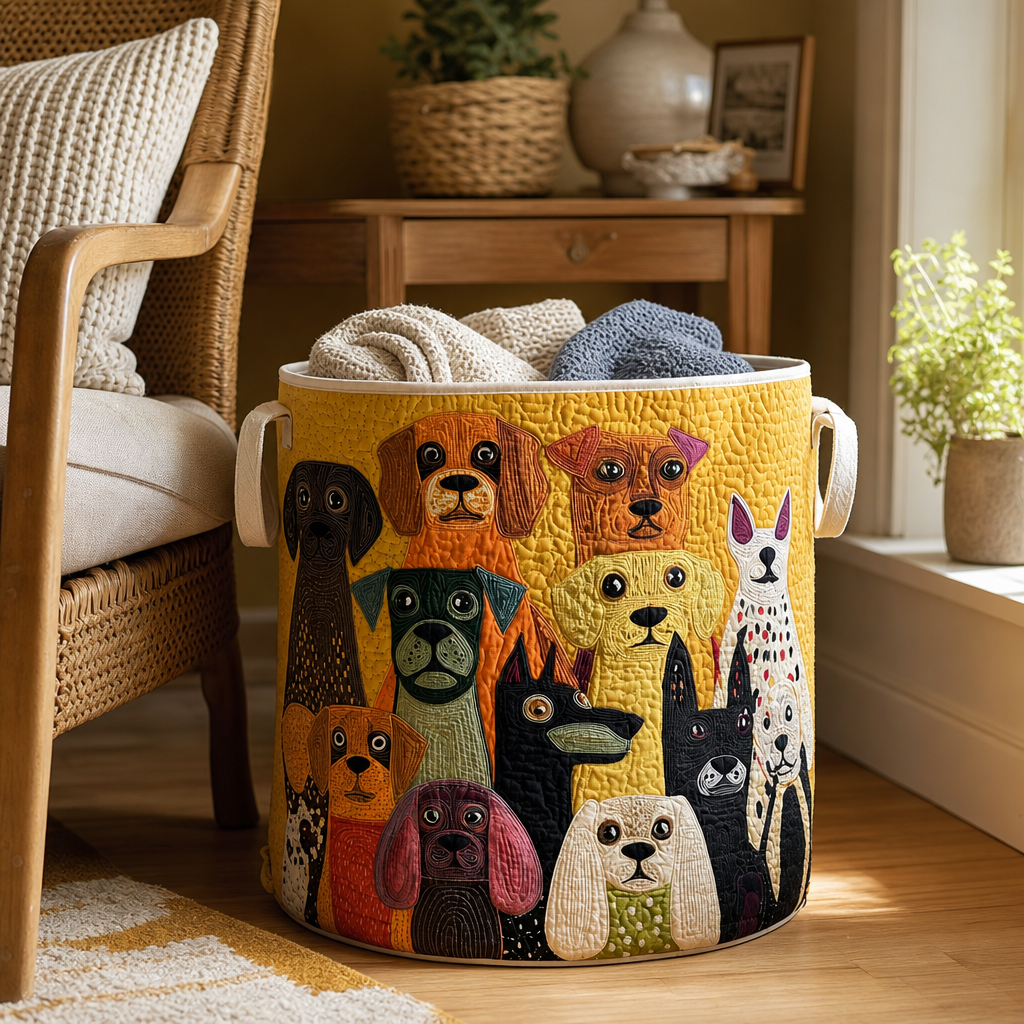 Quilted Animal-Print Foldable Storage Basket
