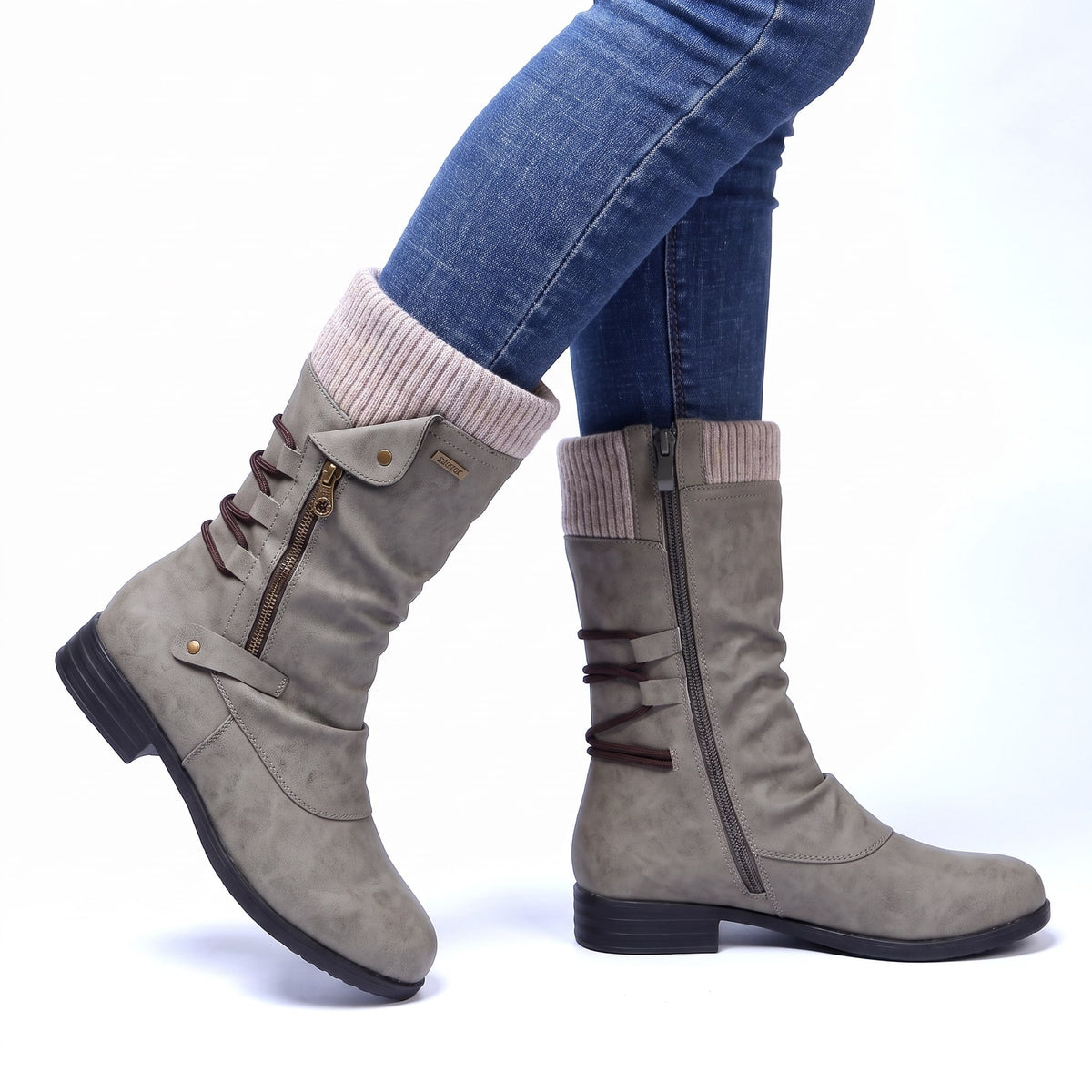 Cassara Knit-Cuff Boots