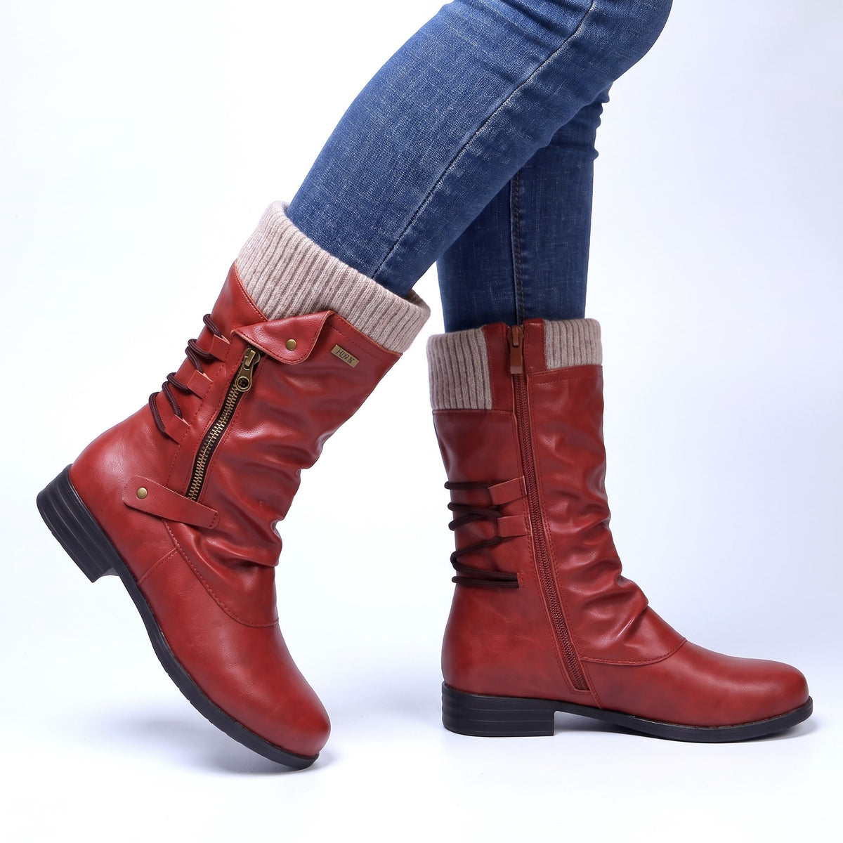 Cassara Knit-Cuff Boots