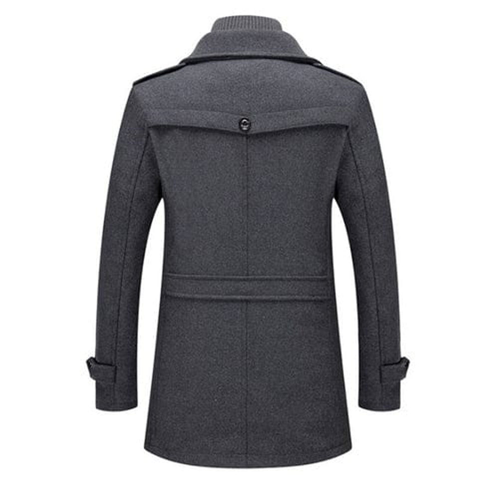 Men's Two-Piece Wool Coat Slim-Fit Winter Coat with Knit Collar