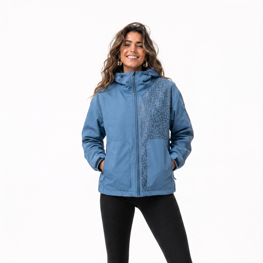Women's Rain Jacket with Hidden Leopard Print