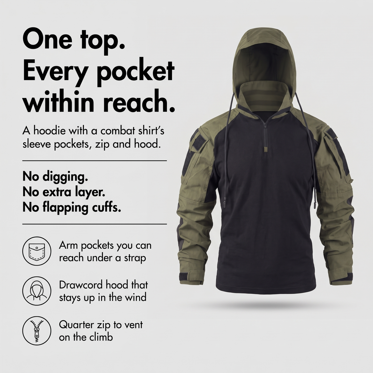 Men's Tactical Quarter Zip Combat Shirt - Fishing Hoodie