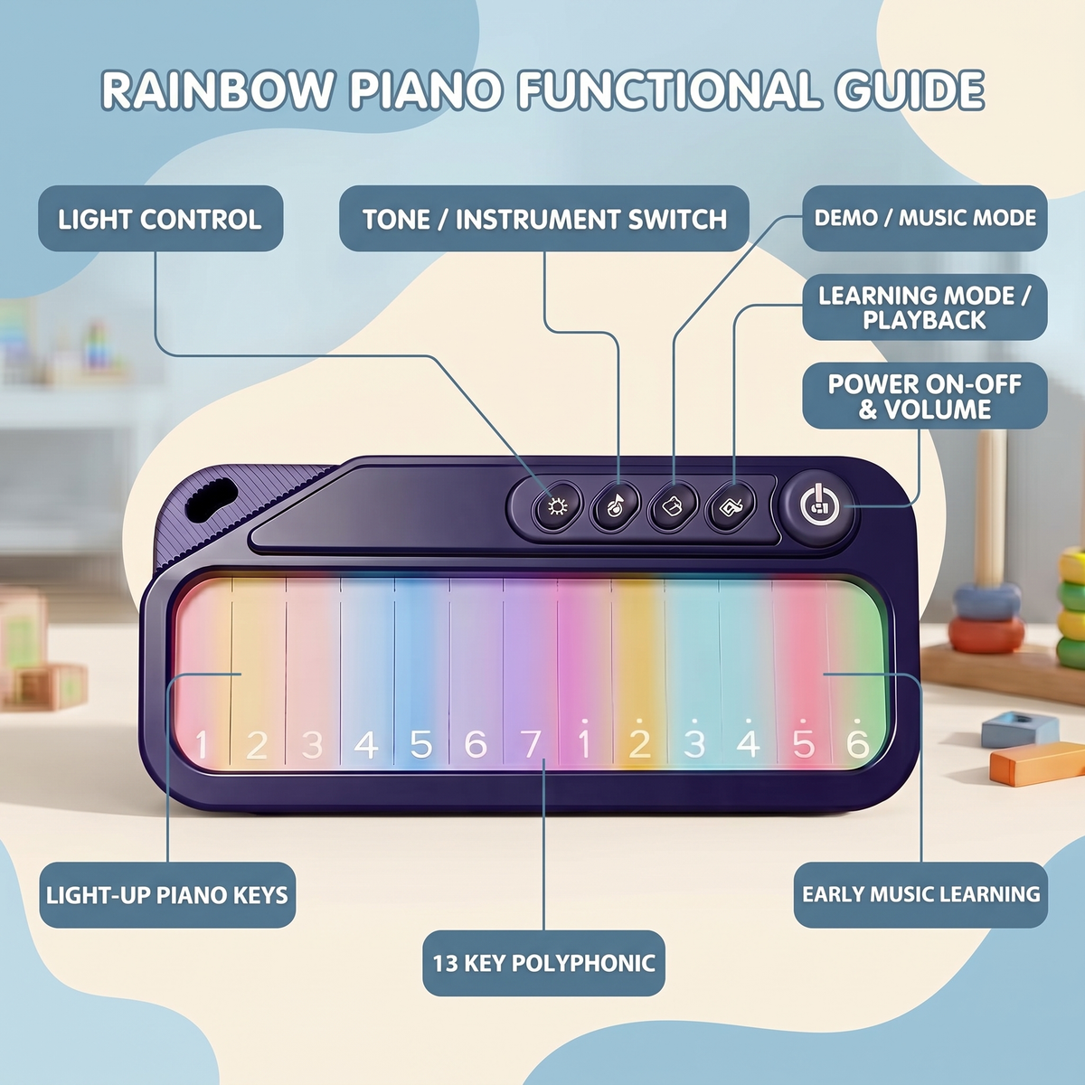Light Up Learning Piano with 7 Interactive Game Modes