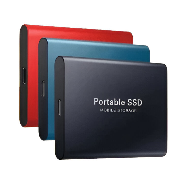 Portable Solid State Drive with Universal Port Connection and Mobile Adapters