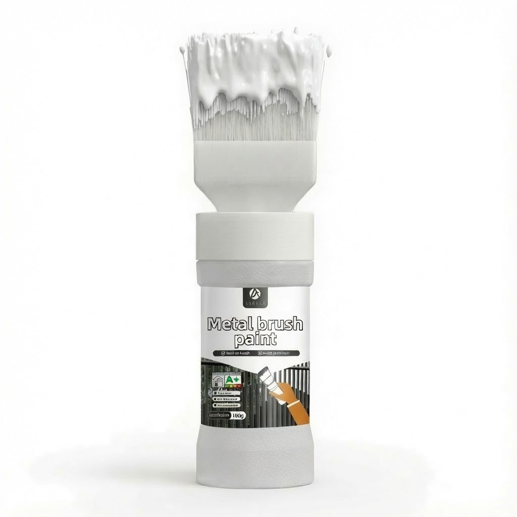 Water-Based Metallic Silver Paint with Built-in Brush