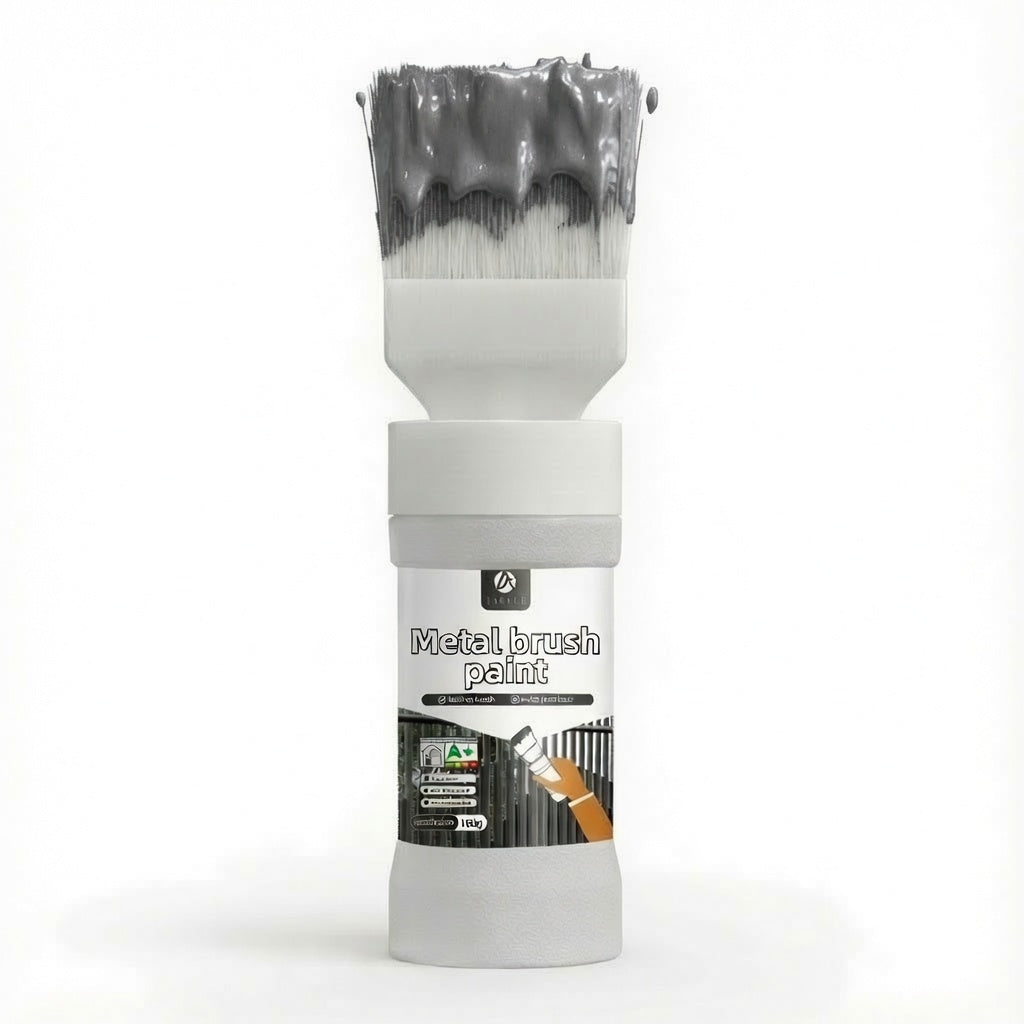 Water-Based Metallic Silver Paint with Built-in Brush