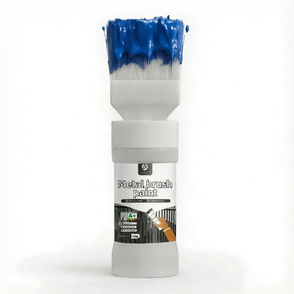Water-Based Metallic Silver Paint with Built-in Brush