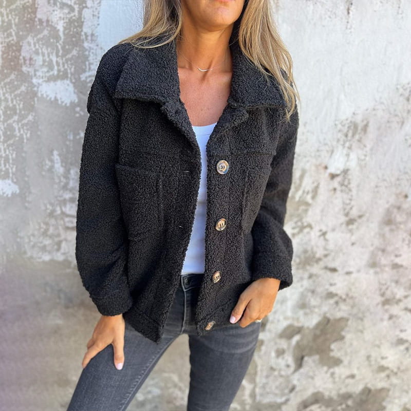 Soft Faux Fur Button Jacket