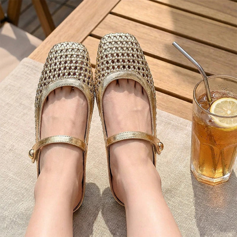 Woven Fabric Clogs with Square Toe
