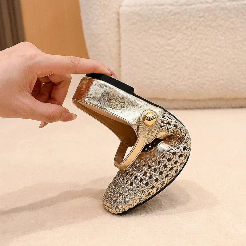 Woven Fabric Clogs with Square Toe