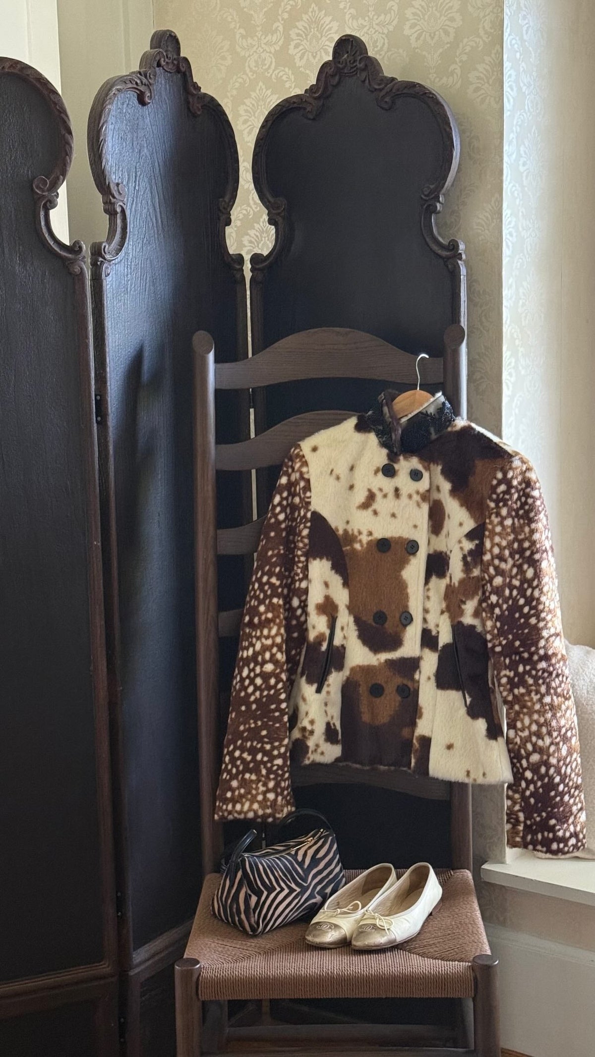 Ferryhill Faux Fur Patch Print Jacket