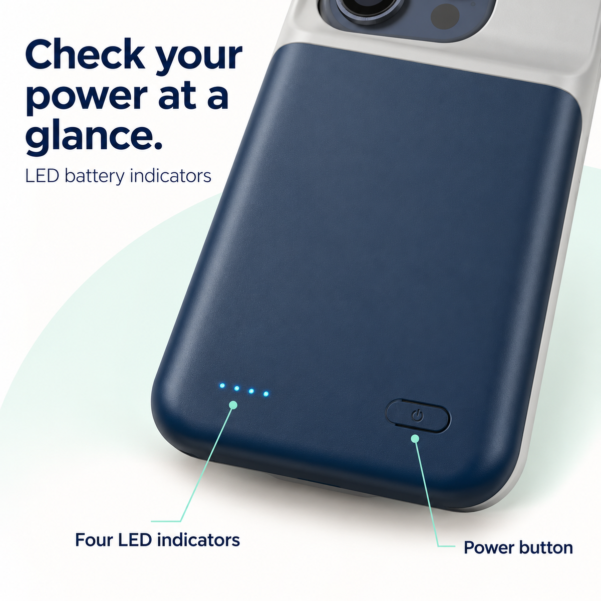Battery Case for iPhone with LED Power Indicator