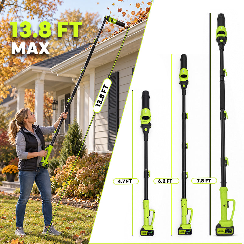 7.8 FT Cordless Leaf Blower for Gutter Cleaning from the Ground