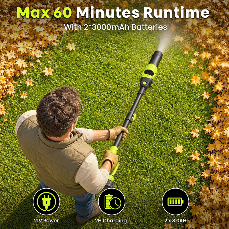7.8 FT Cordless Leaf Blower for Gutter Cleaning from the Ground