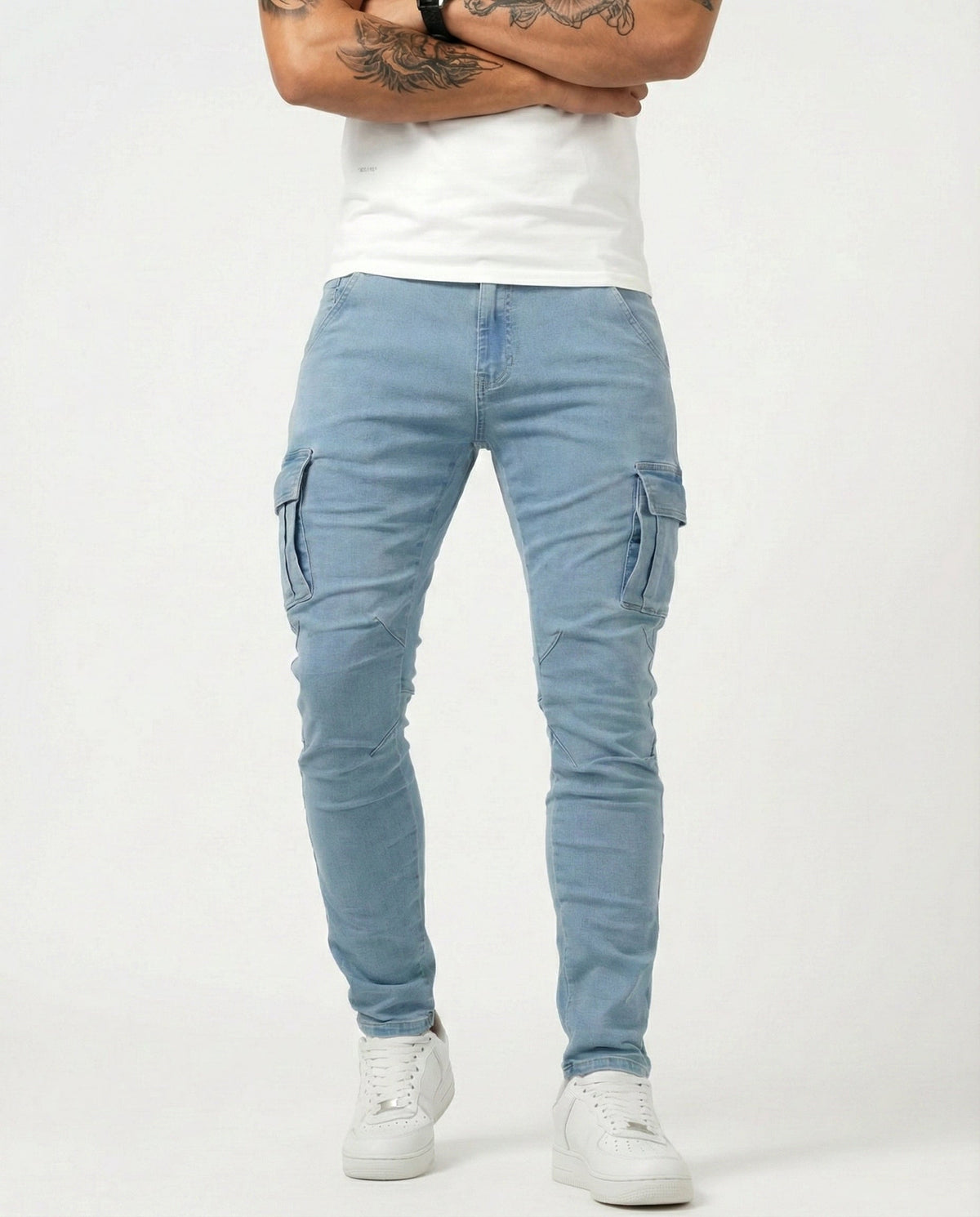Elastic Navy Cargo Trousers