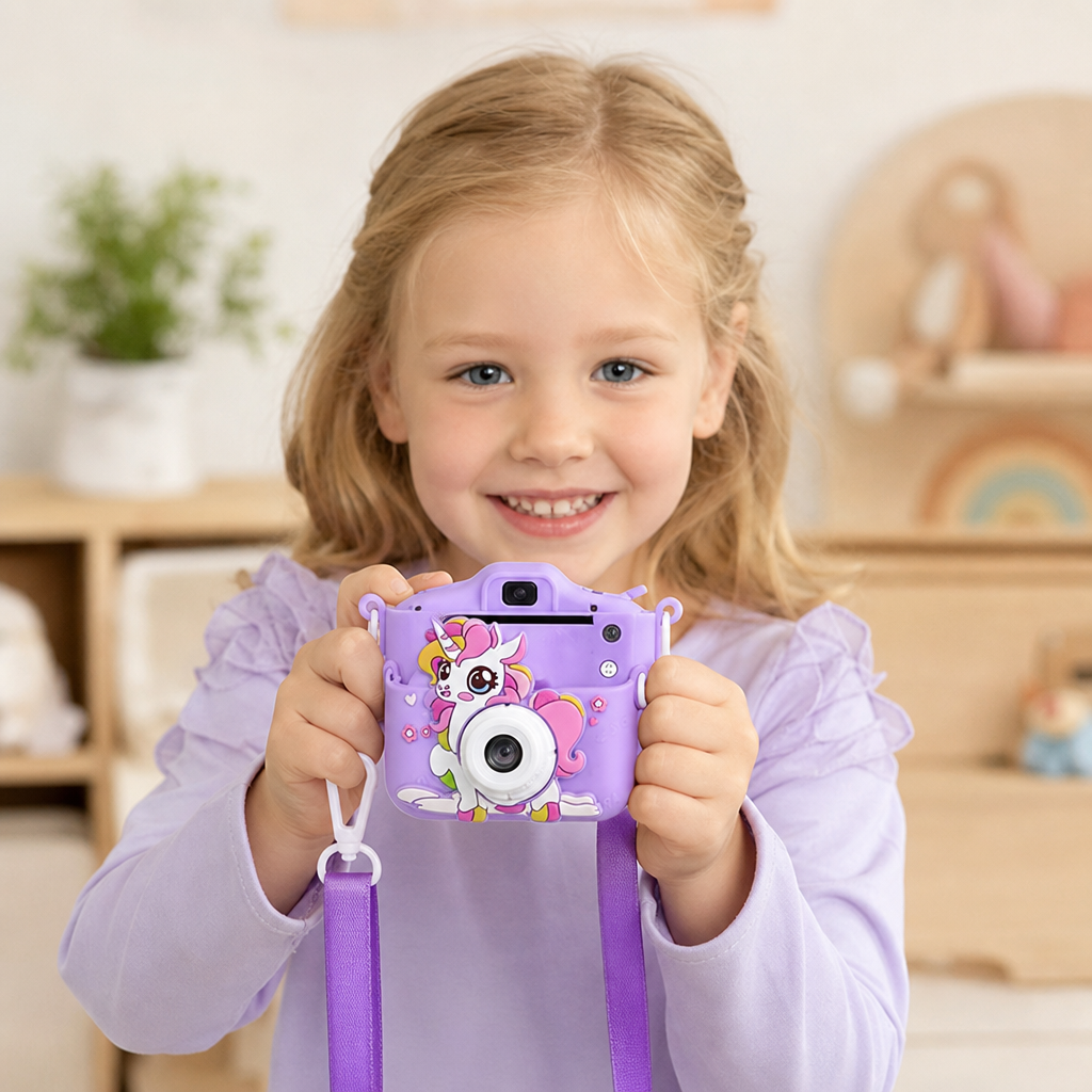 Rechargeable Kids' Digital Camera with Selfie Mode, HD Video & Silicone Case