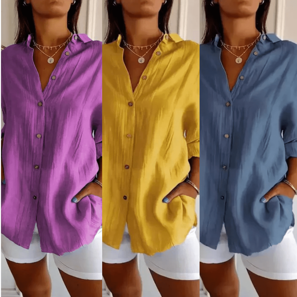 Kit 3 Ibiza Shirts in Cotton Linen – Semi-Pleated Design