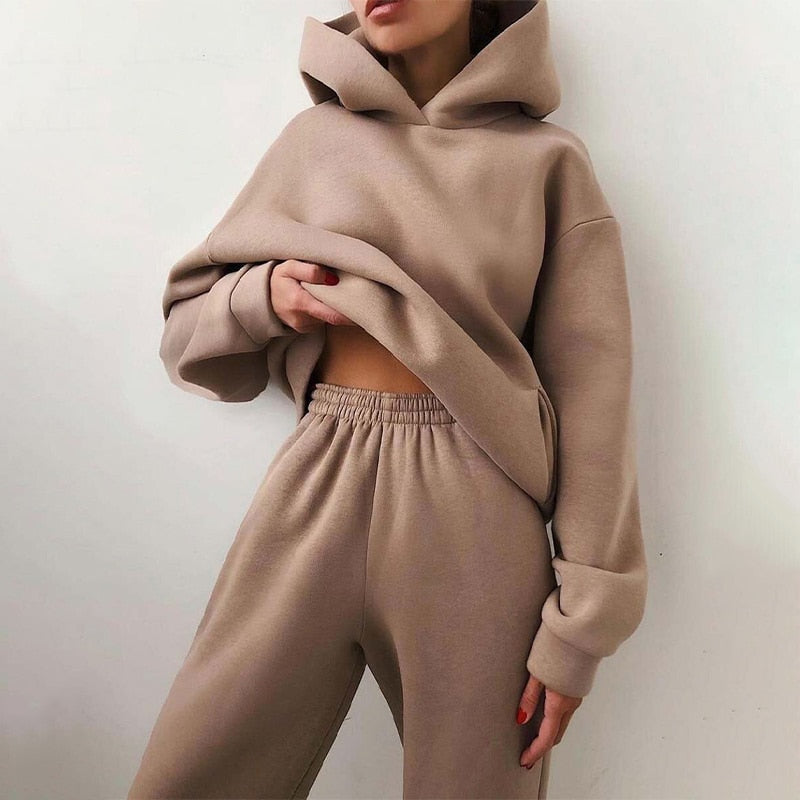 Sweat Set with Oversized Hoodie and Elastic Waist Trousers
