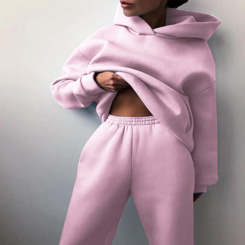 Sweat Set with Oversized Hoodie and Elastic Waist Trousers