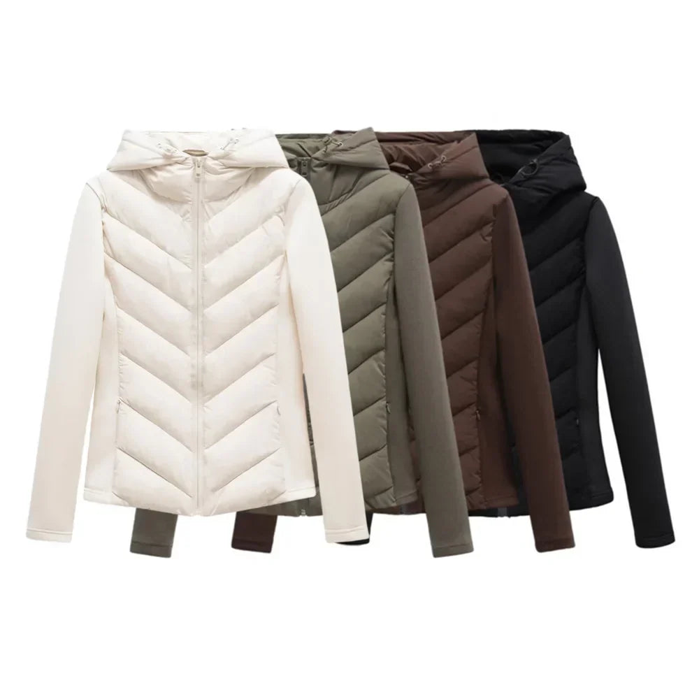 Lightweight Quilted Women's Winter Jacket with Hood and Hidden Pockets