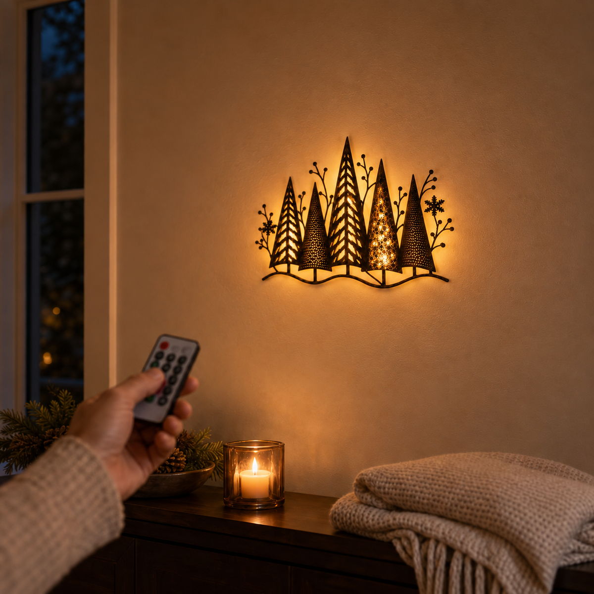Layered Metal LED Christmas Wall Décor