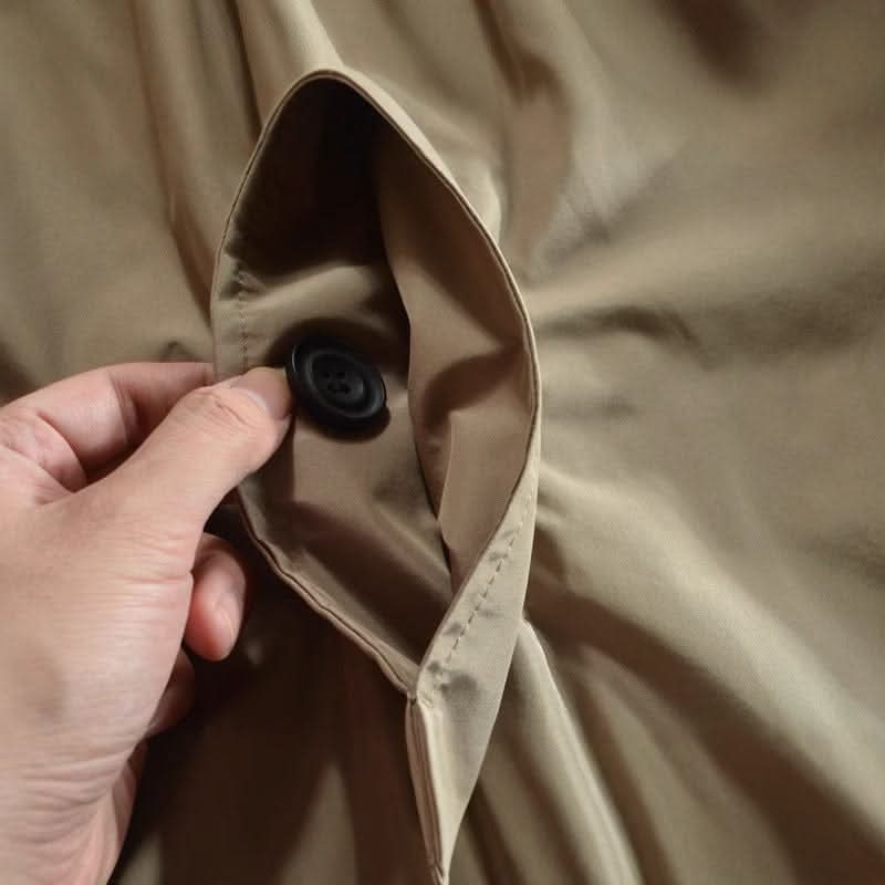 Mid-Length Men's Coat with Button Placket