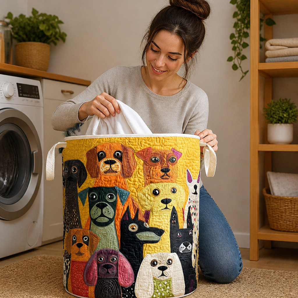 Quilted Animal-Print Foldable Storage Basket