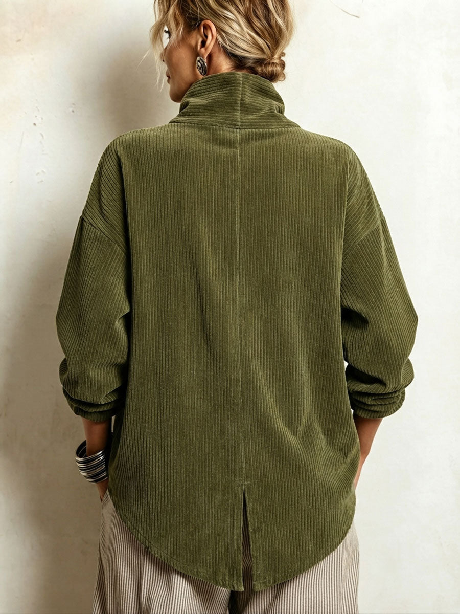 Corduroy Sweater with High Collar