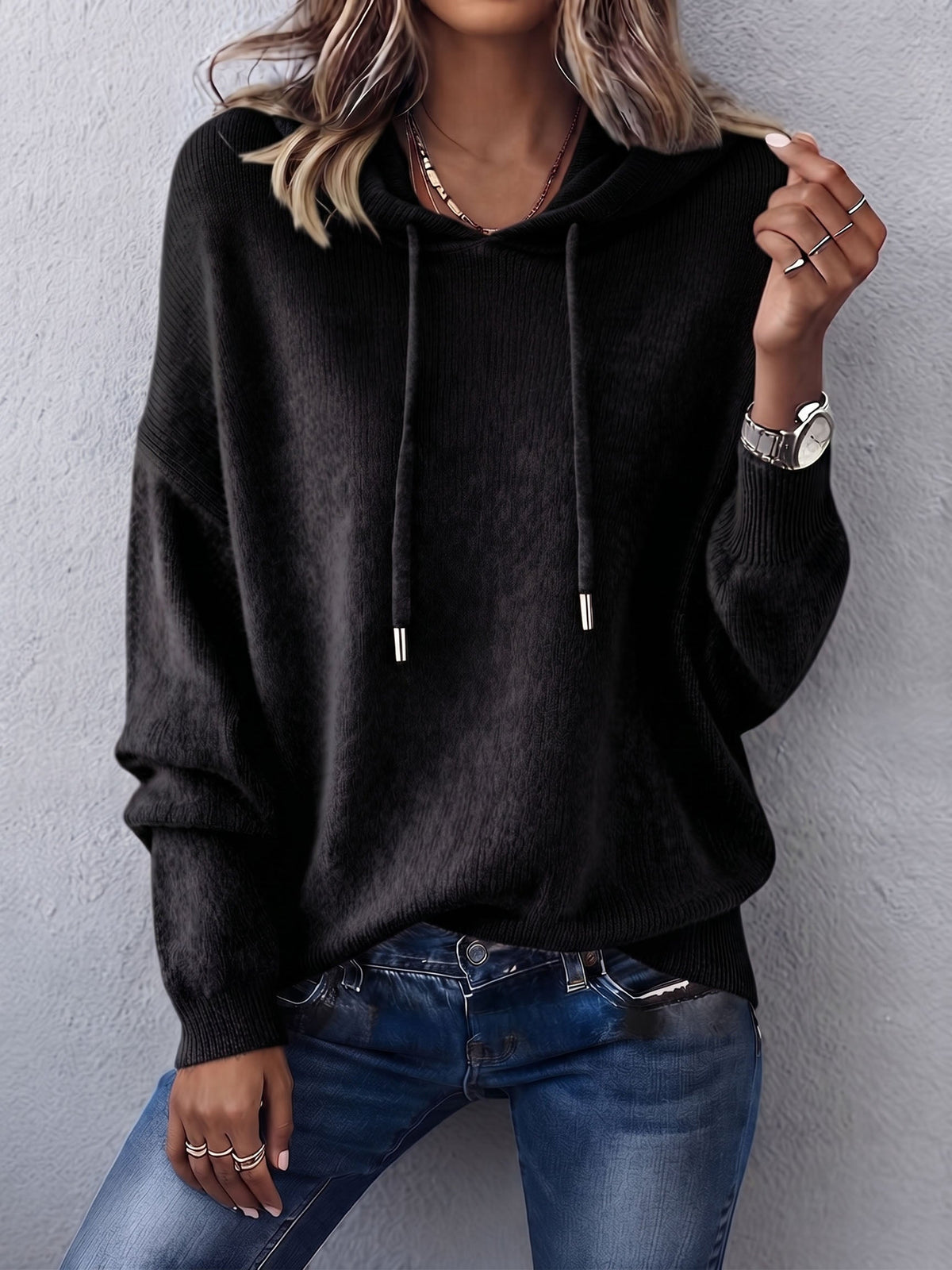 Nancy Cozy Relaxed Knit Hoodie