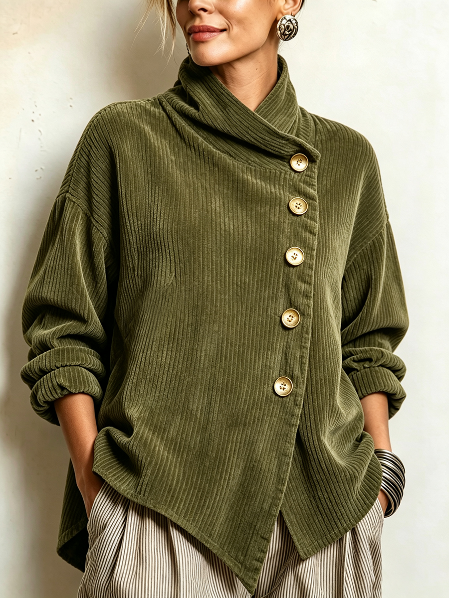 Corduroy Sweater with High Collar