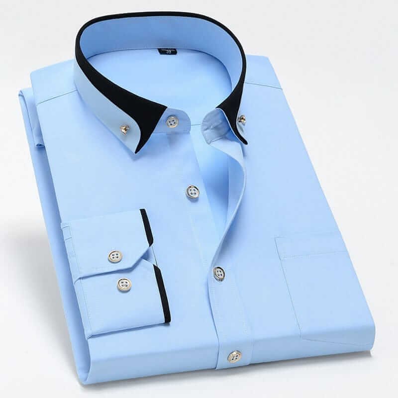 Button-Up Shirt with Contrast Collar