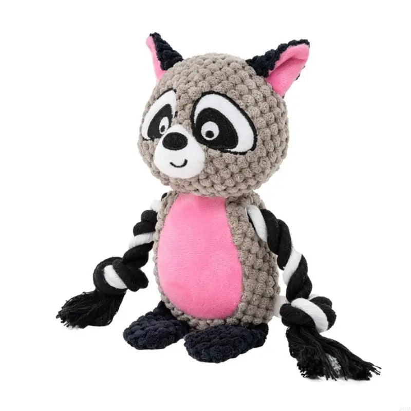 Plush Dog Toy with Cotton Rope - Squeaker & Dental Care