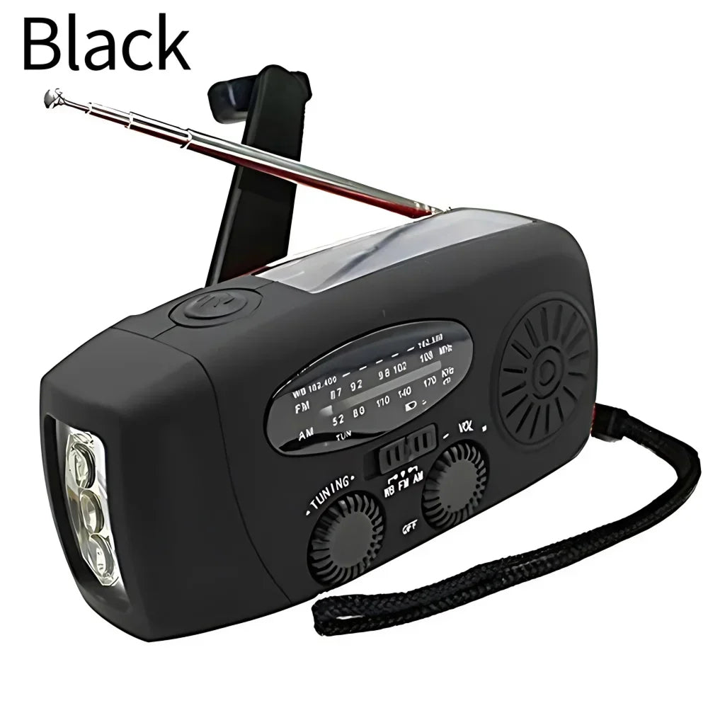 Solar Hand Crank Radio with 2000mAh Power Bank, AM/FM/WX, LED Torch & SOS Alarm