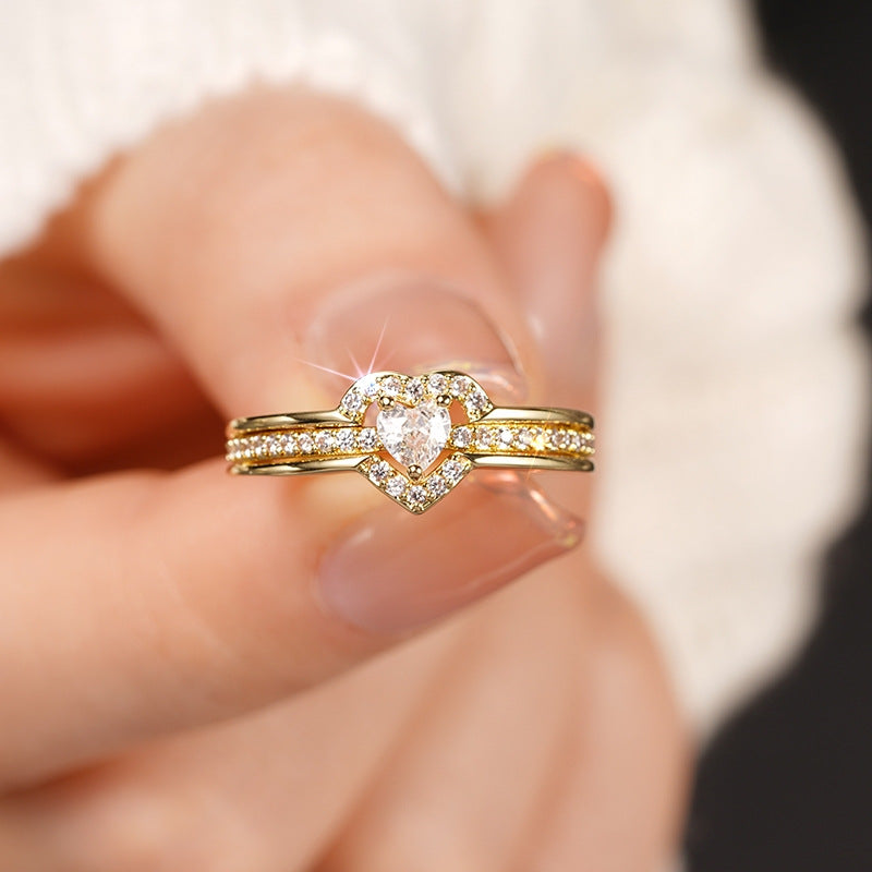 Elegant 925 Sterling Silver Heart Ring with Sparkling Zirconia
